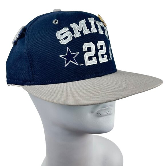 Vtg Dallas Cowboys Snapback Baseball Hat w/ Pins Emmitt Smith #22 Team NFL Blue - Picture 16 of 16